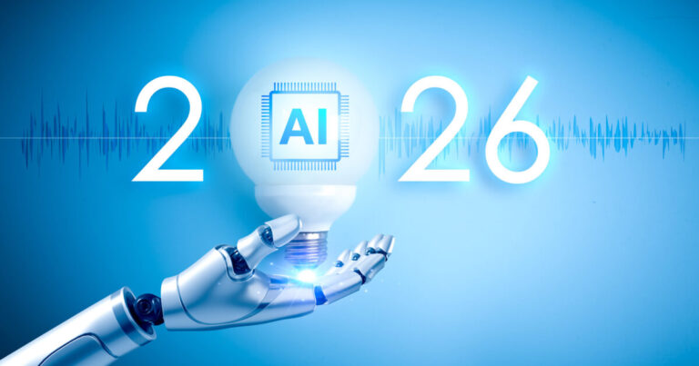 AI Technology 2026 - Robot hand holding AI symbol with futuristic blue background best AI tools for 2026